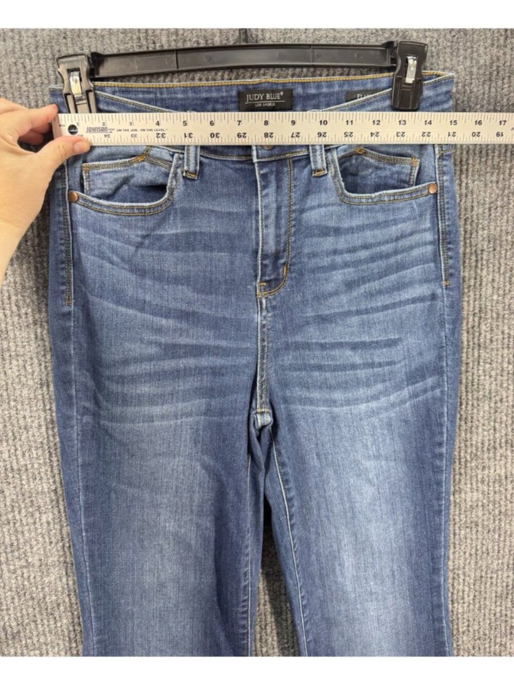 Judy Blue Flare Jeans Womens 9/29 Medium Wash Frayed Tulip Tiered Raw Hem Denim - Picture 6 of 10